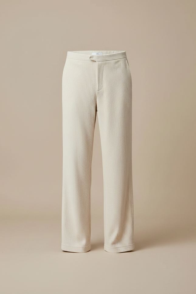 Pantalon Velours Blanc Homme - Beige Cordé - vue 3