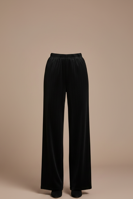 Pantalon En Panne De Velours - Noir - vue 3