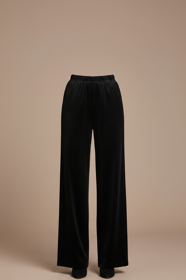 Pantalon En Panne De Velours - Noir - vue 3