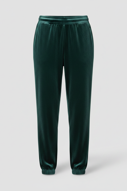 Pantalon Velours Vert Émeraude Ample Élastiqué Décontracté Femme - vue 3