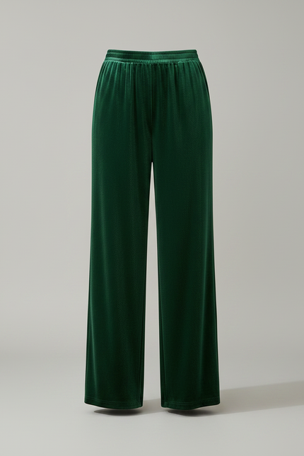 Pantalon Velours Vert Émeraude Ample Fluide Femme - vue 3