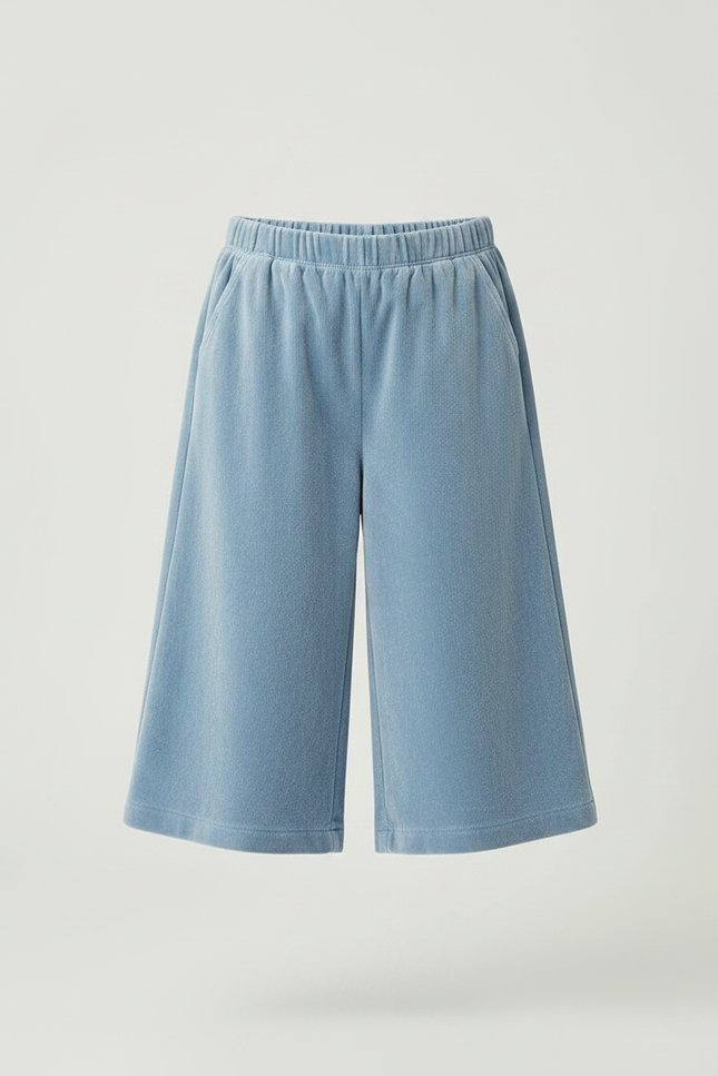 Pantalon Velours Bleu Ciel Large Enfant Confortable - vue 3