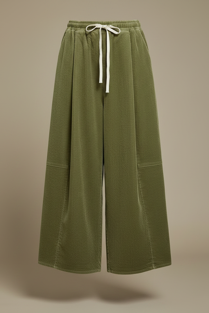 Pantalon Velours Côtelé Ample Vert Confortable Femme - Cordé - vue 3