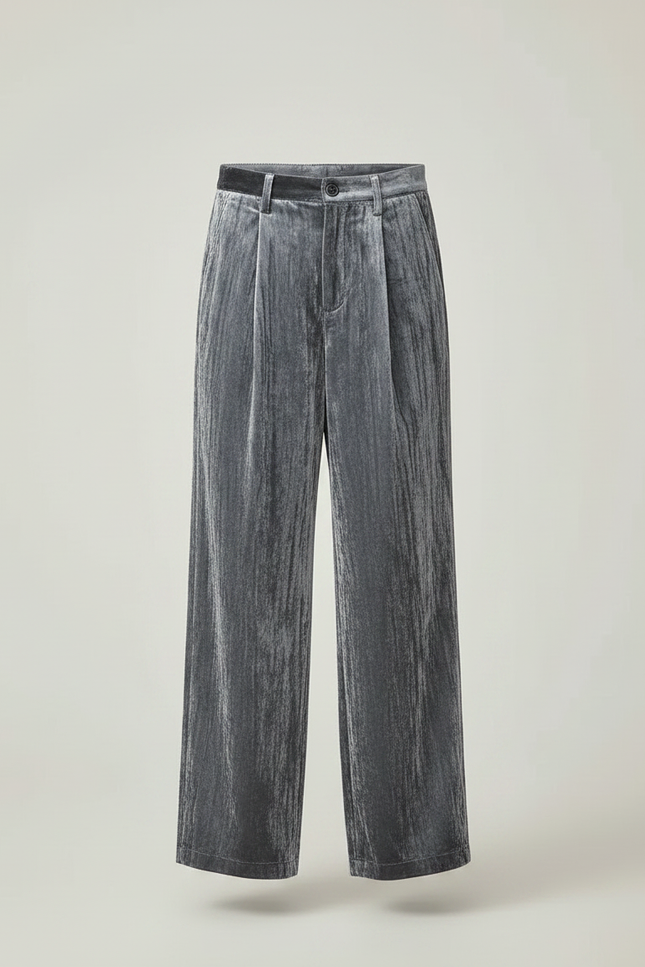 Pantalon Velours Gris Plissé Ample Enfant Décontracté - vue 3