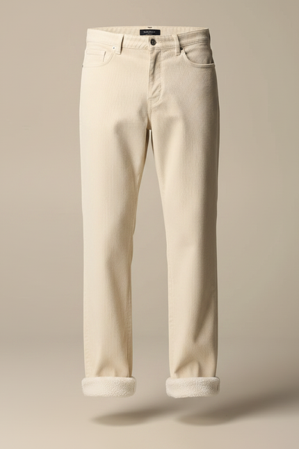 Pantalon Velours Crème Côtelé Doublé Chaud Homme - Beige - vue 3