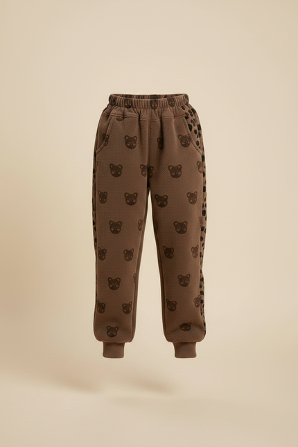 Pantalon Velours Marron Ours Chaud Enfant - Molleton - vue 3