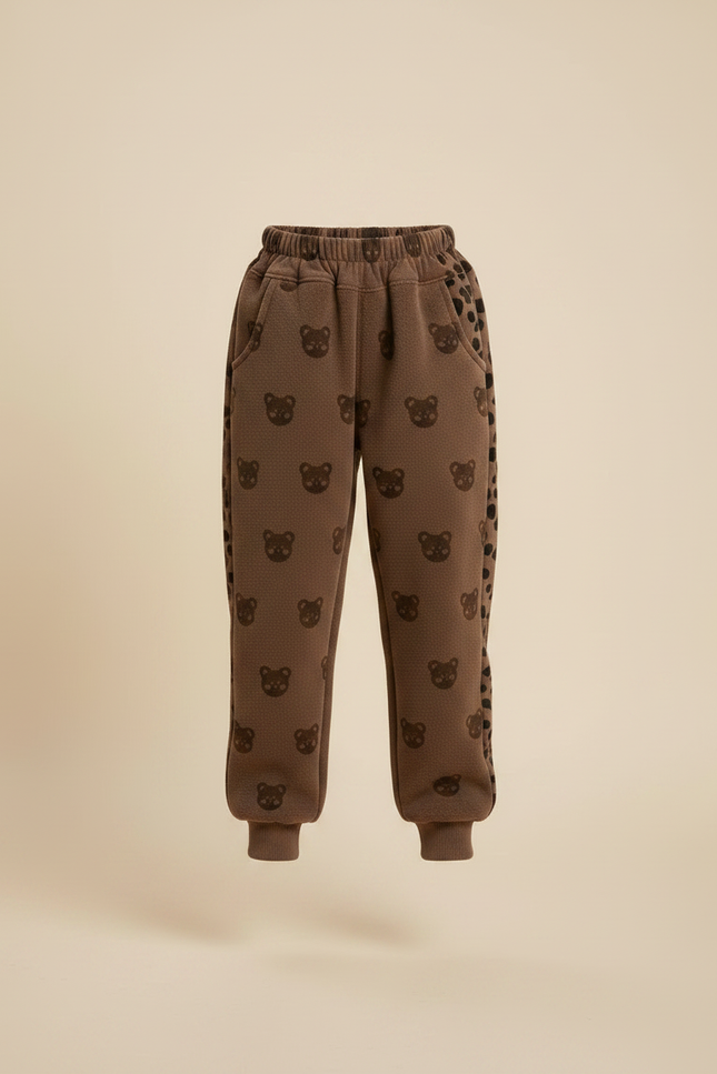 Pantalon Velours Marron Ours Chaud Enfant - Molleton - vue 3