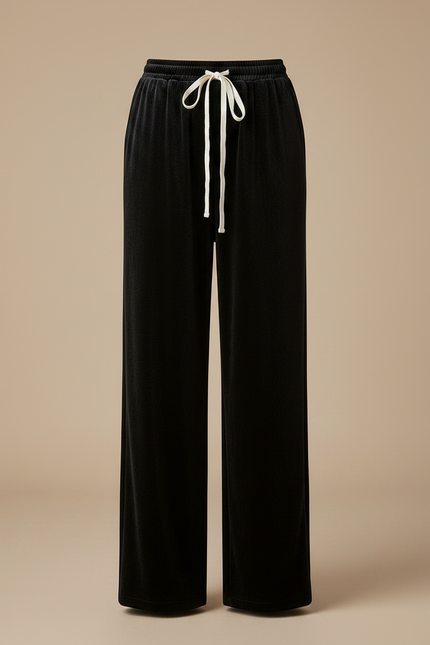 Pantalon Velours Noir Ample Fluide Décontracté Femme - vue 3