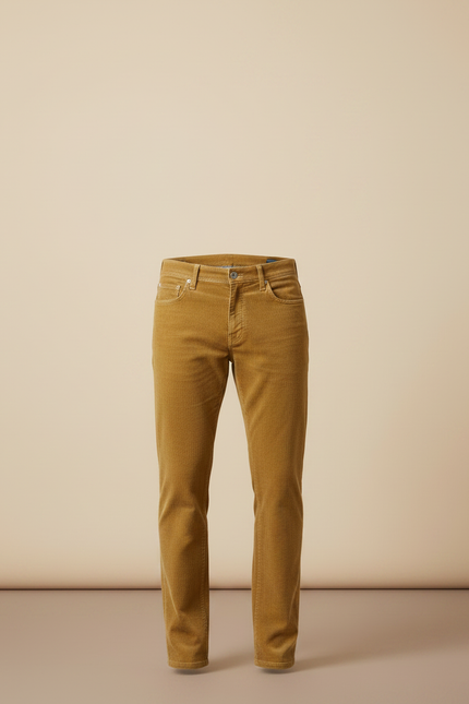 Pantalon Velours Côtelé Homme Droit Décontracté Jaune - Cordé - vue 3