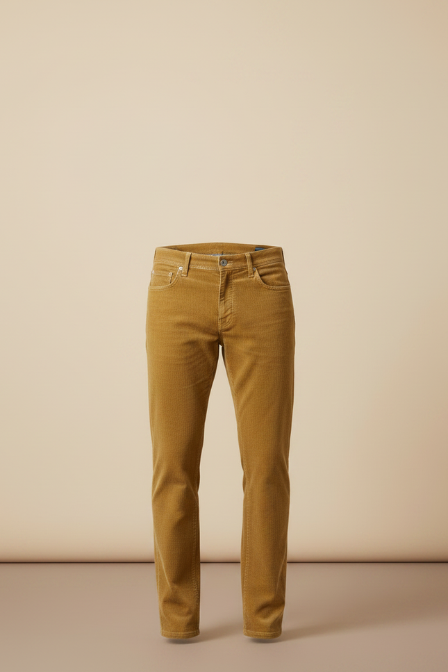 Pantalon Velours Côtelé Homme Droit Décontracté Jaune - Cordé - vue 3