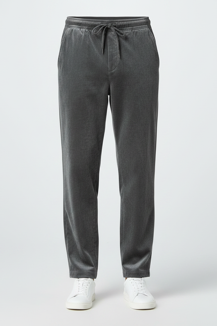 Pantalon Velours Gris Droit Décontracté Homme Cordon - vue 3