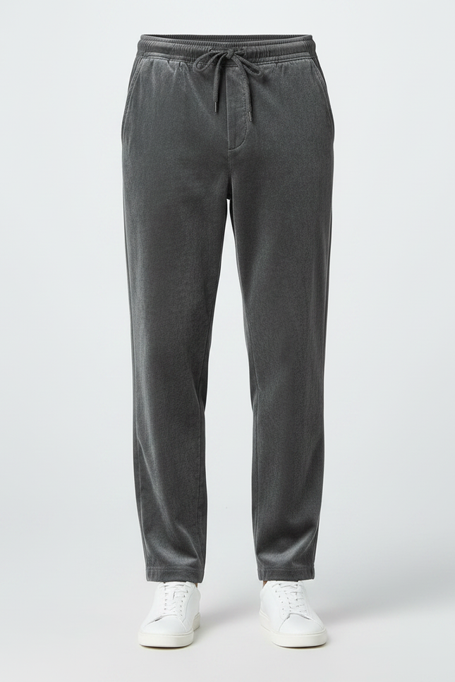 Pantalon Velours Gris Droit Décontracté Homme Cordon - vue 3