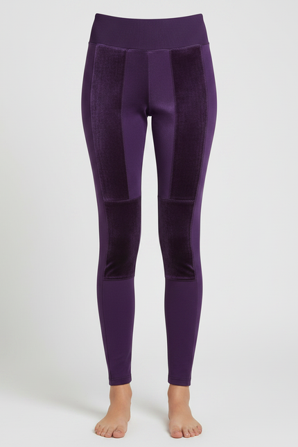 Pantalon Velours Violet Patchwork Stretch Confortable - vue 3