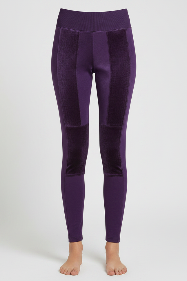 Pantalon Velours Violet Patchwork Stretch Confortable - vue 3