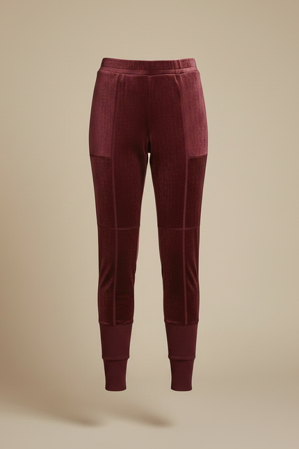 Pantalon Velours Bordeaux Patchwork Confortable Femme - vue 3