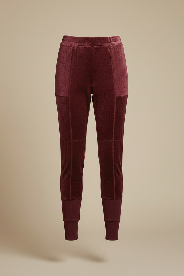 Pantalon Velours Bordeaux Patchwork Confortable Femme - vue 3