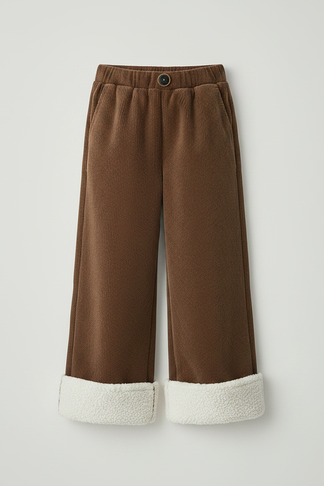 Pantalon Velours Côtelé Marron Doublé Chaud Fille - Cordé - vue 3