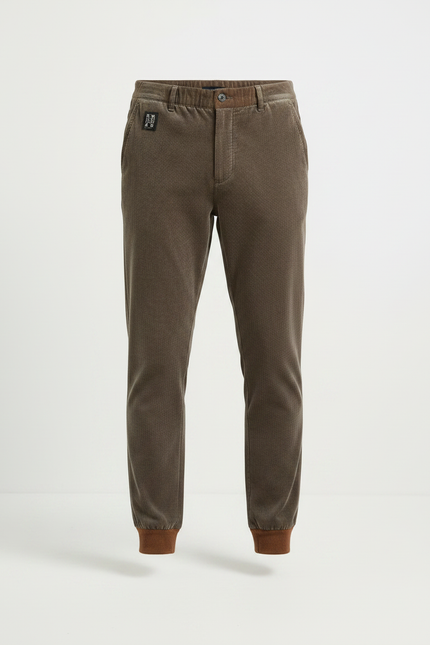 Pantalon Velours Marron Côtelé Slim Cordon Décontracté - Cordé - vue 3