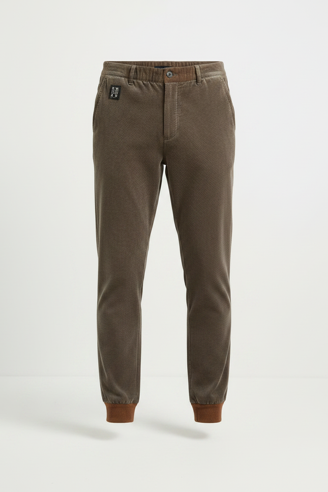 Pantalon Velours Marron Côtelé Slim Cordon Décontracté - Cordé - vue 3