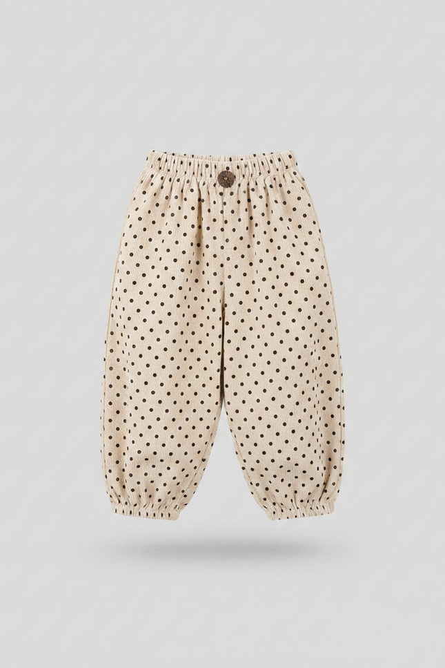 Pantalon Velours Beige Côtelé Points Ample Enfant - Cordé - vue 2