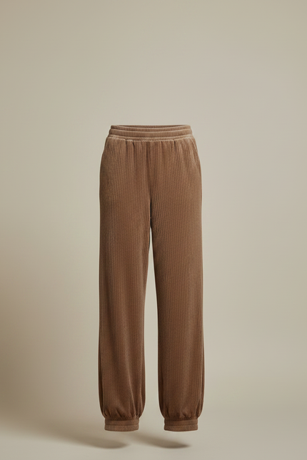 Pantalon Velours Marron Côtelé Fluide Ample Décontracté - Cordé - vue 3