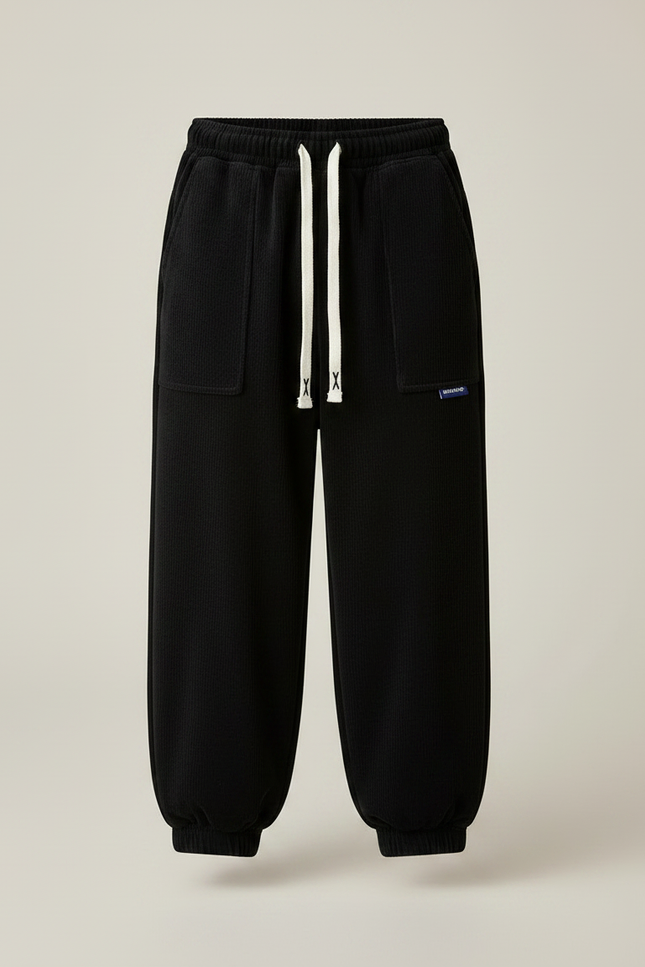 Pantalon Velours Noir Ample Sportif Garçon Fille - vue 3