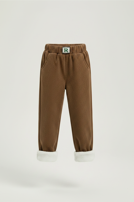 Pantalon Velours Marron Côtelé Doublé Chaud Enfant - Cordé - vue 3