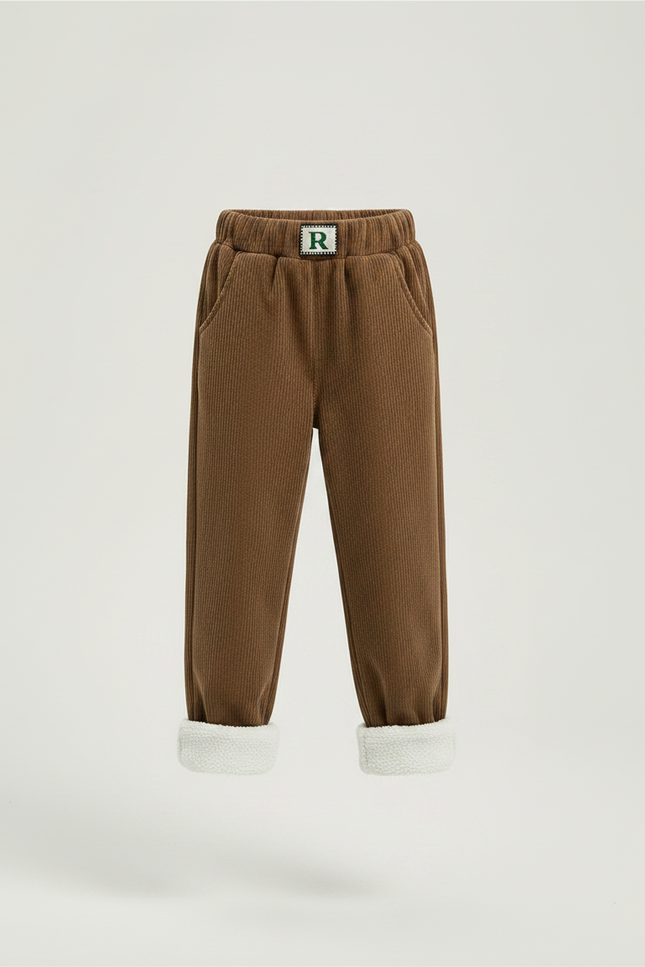 Pantalon Velours Marron Côtelé Doublé Chaud Enfant - Cordé - vue 3