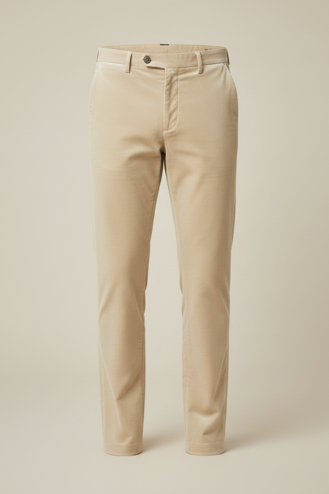 Pantalon Velours Beige Droit Homme Élégant Décontracté - vue 3