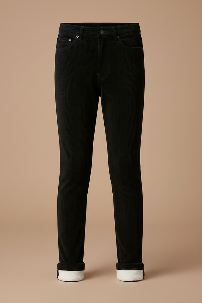 Pantalon Velours Noir Doublé Chaud Élastique Garçon - vue 3
