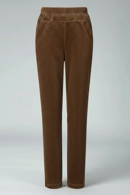 Pantalon Cotele Velour Femme - Marron Cordé - vue 3