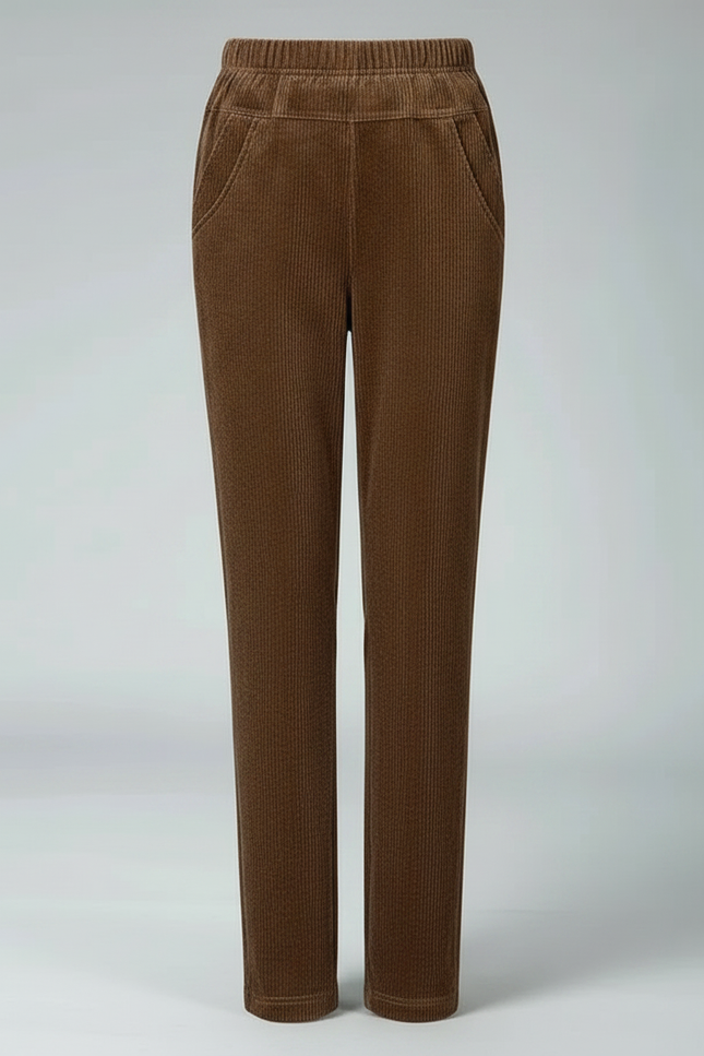 Pantalon Cotele Velour Femme - Marron Cordé - vue 3