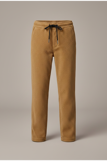 Pantalon Velours Côtelé Marron Droit Enfant Confortable - Camel Cordé - vue 3