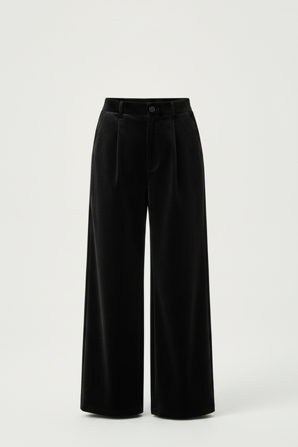 Pantalon Velours Noir Ample Droit Élégant Enfant Hiver - vue 3