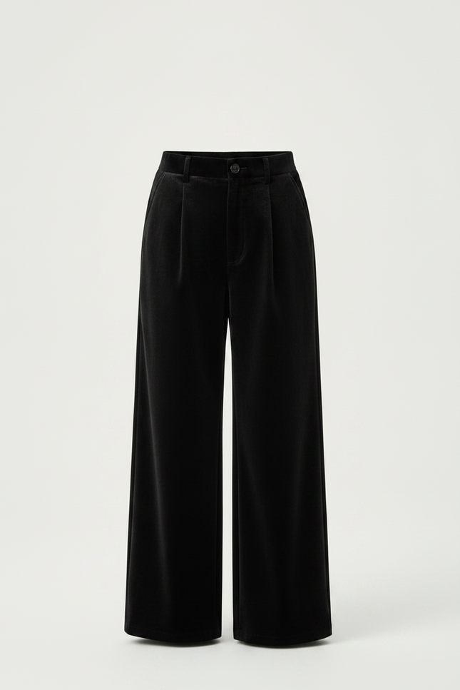 Pantalon Velours Noir Ample Droit Élégant Enfant Hiver - vue 3
