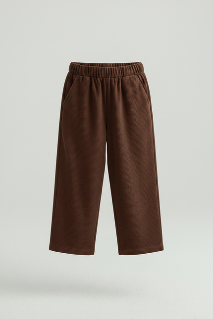 Pantalon Velours Fille Marron Large - Cordé - vue 3