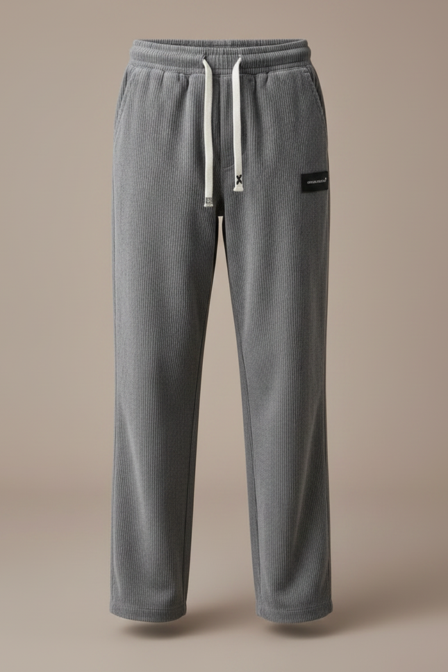 Pantalon Velours Côtelé Gris Droit Décontracté Enfant - Cordé - vue 3