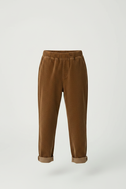 Pantalon Velours Côtelé Marron Ample Enfant Décontracté - Cordé - vue 3