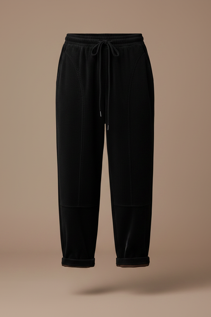 Pantalon Velours Femme Noir Baggy - Cordé - vue 3