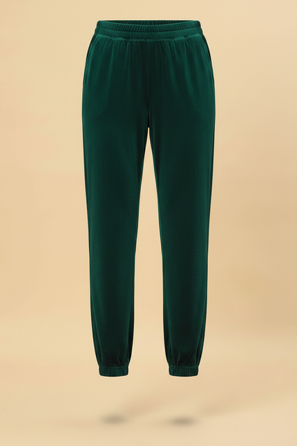 Pantalon Velours Vert Émeraude Harem Décontracté Élastiqué Femme - vue 3