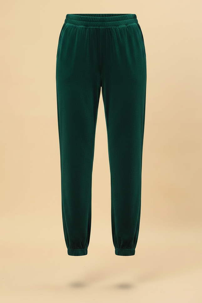 Pantalon Velours Vert Émeraude Harem Décontracté Élastiqué Femme - vue 3