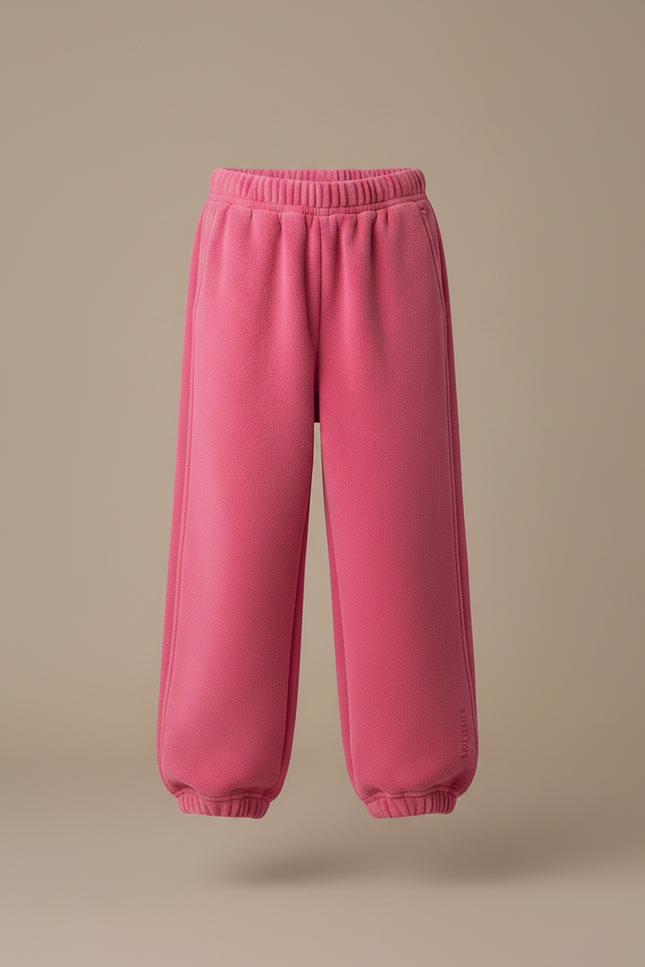 Pantalon Velours Rose Polaire Ample Décontracté Enfant - Molleton - vue 3
