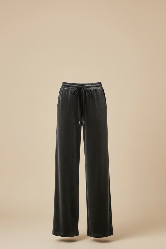 Pantalon Velours Gris Élastique Ample Femme Chic - vue 3