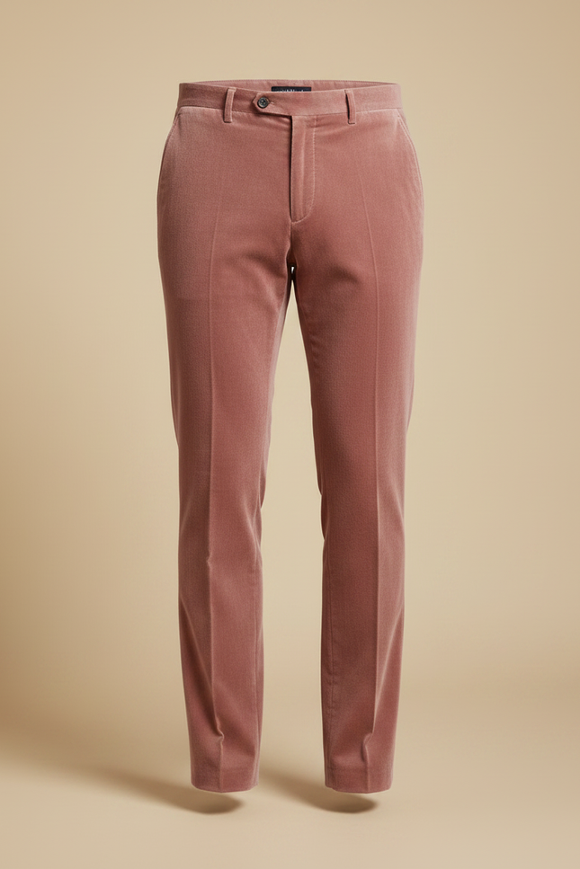 Pantalon Velours Rose Droit Homme Élégant Slim - vue 3