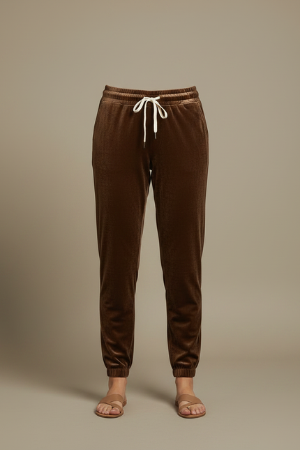 Pantalon Velours Marron Jogger Doux Femme - vue 3