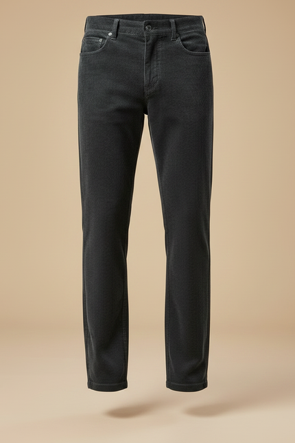 Pantalon Velours Homme Côtelé Gris Décontracté Droit Hiver - vue 3