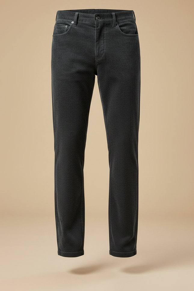 Pantalon Velours Homme Côtelé Gris Décontracté Droit Hiver - vue 3