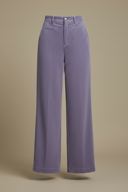 Pantalon Velours Lilas Côtelé Large Décontracté Femme - Violet Cordé - vue 3