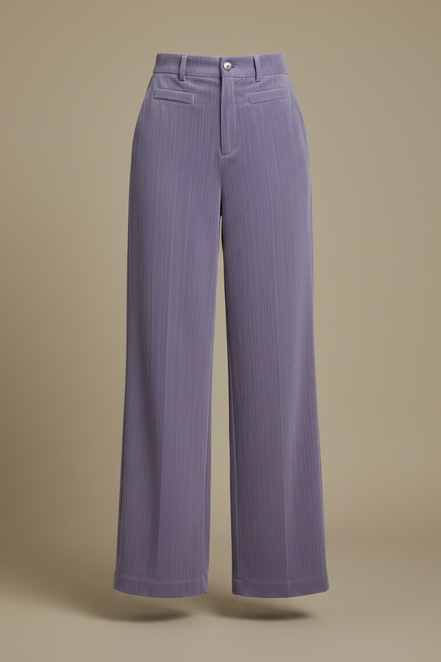 Pantalon Velours Lilas Côtelé Large Décontracté Femme - Violet Cordé - vue 3