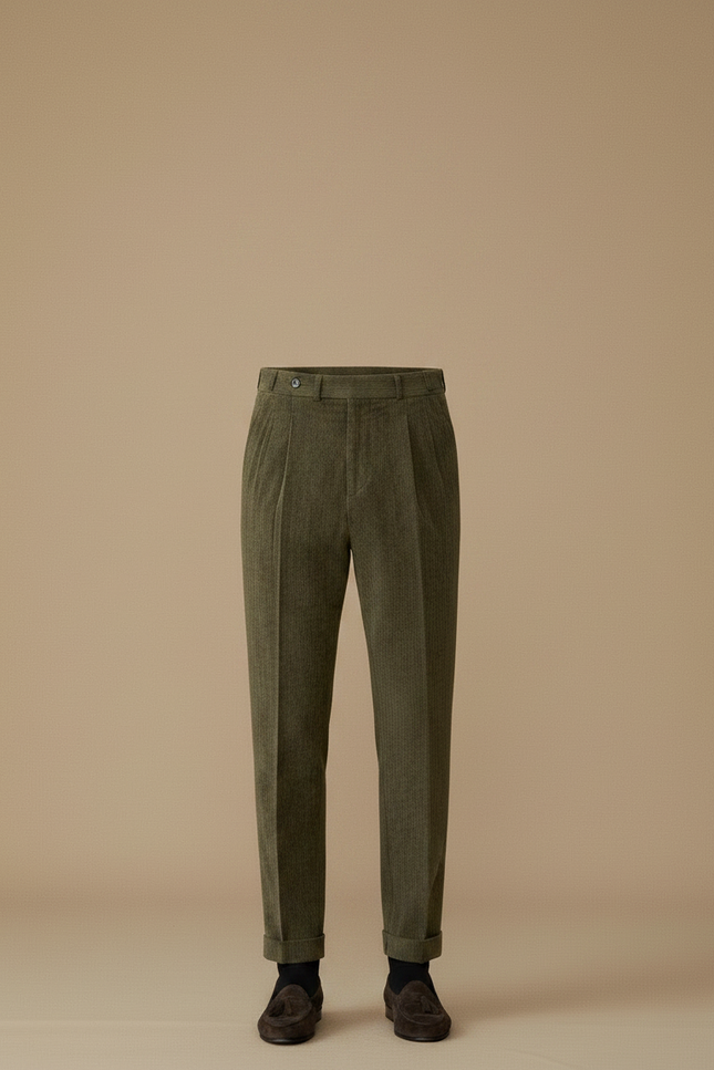 Pantalon Velour Vénerie - Vert Cordé - vue 3